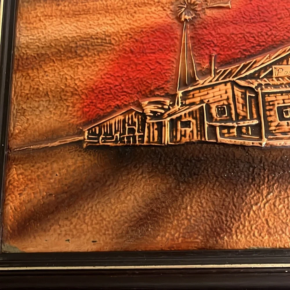 Vintage Copper craft 3D Wall Art in vintage frame Copper Metalware Plaques - Picture 5 of 12